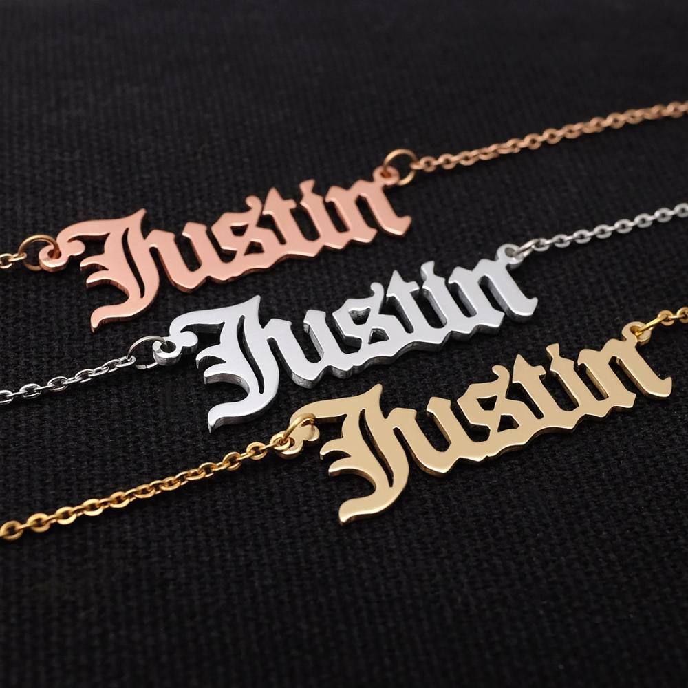 Custom Name Necklace – Full Diamond Letter Pendant in Titanium Steel