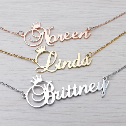 Custom Name Necklace – Full Diamond Letter Pendant in Titanium Steel