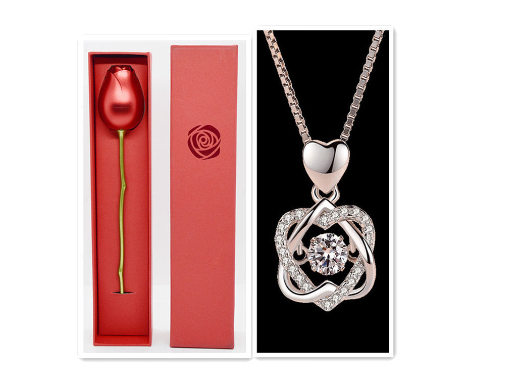 Rose Gold Heart Pendant Necklace – 925 Silver Plated for Women