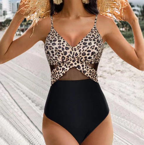 Summer Solid Color Cross-strap Swimsuit