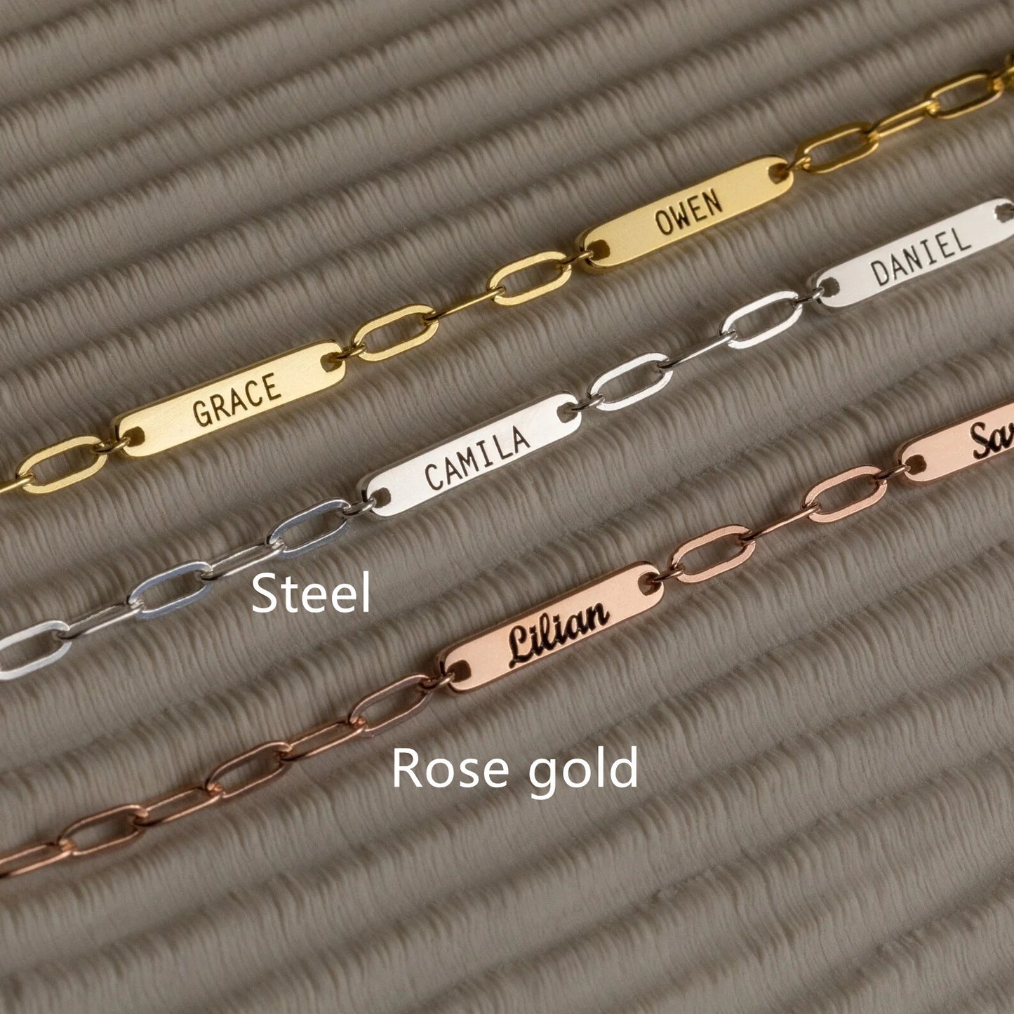 Custom Name Tag Necklace – Engraved Stainless Steel Rectangle Pendant