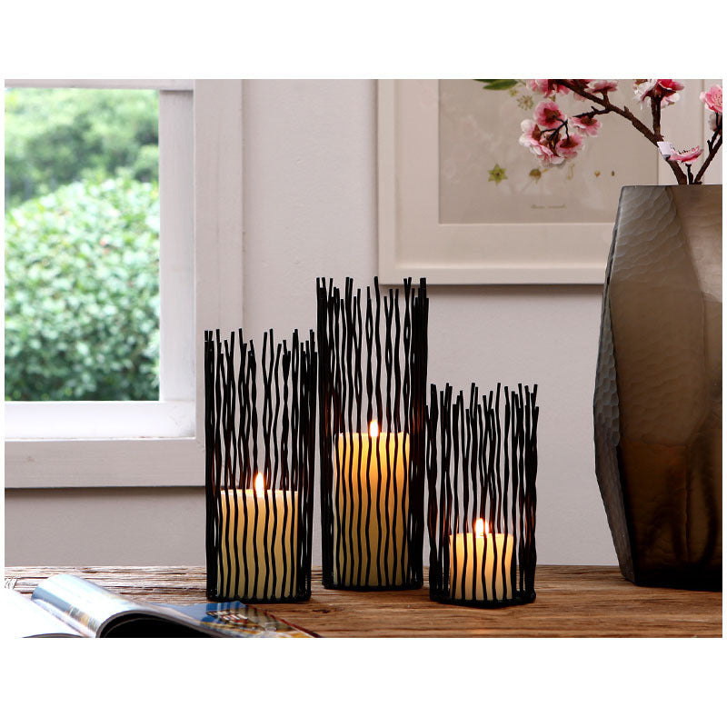 Modern Wrought Iron Geometric Candle Holder
