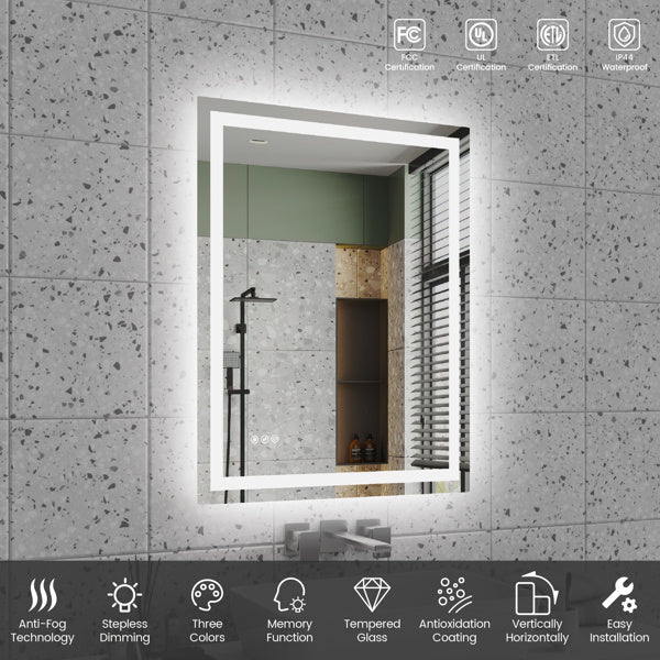LuxeGlow™ LED Smart Bathroom Mirror – Fog-Free, Touch Control, and Backlit Elegance for Your Modern Bathroom