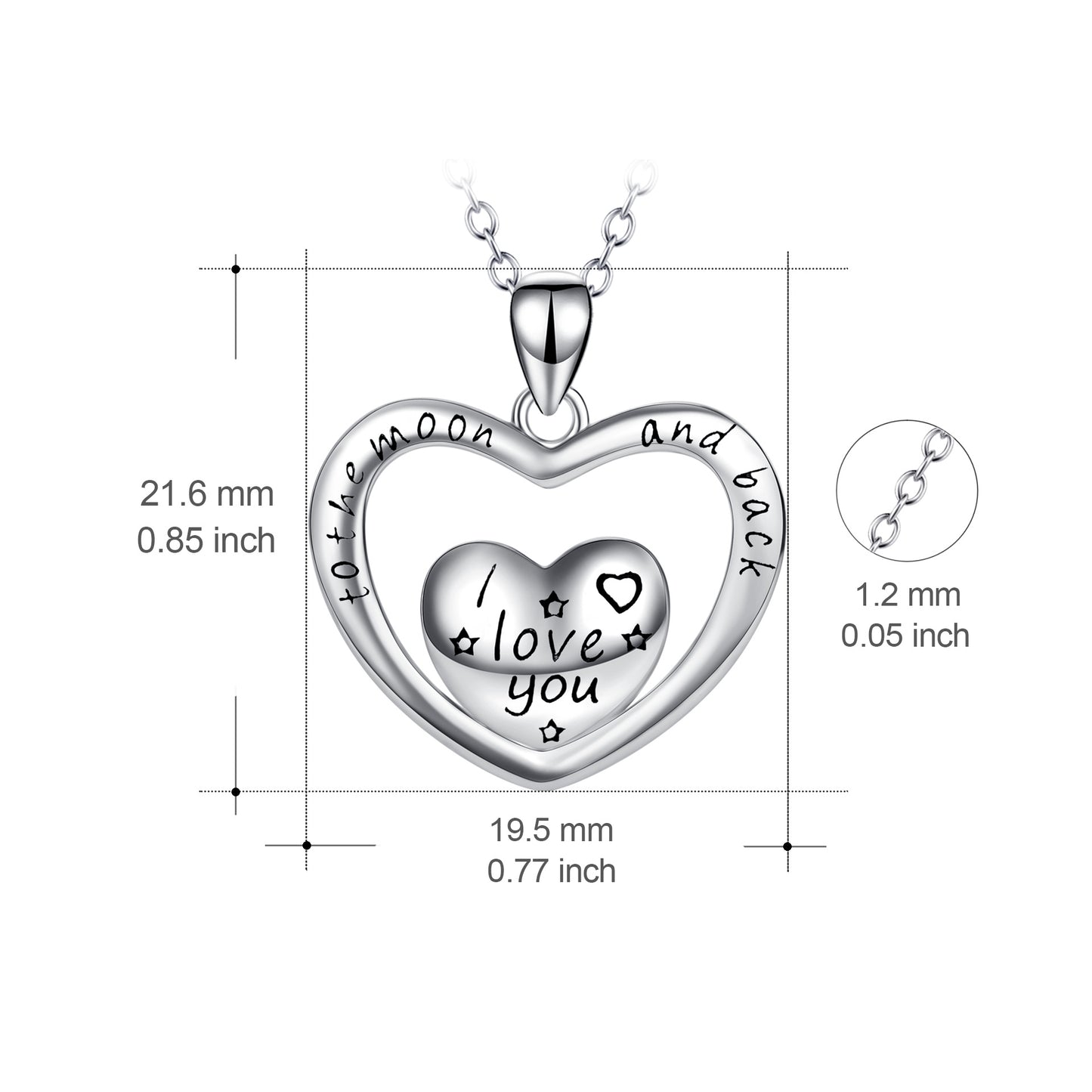 925 Sterling Silver Heart Pendant Necklace – Elegant Gift for Her