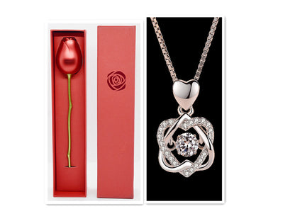 Rose Gold Heart Pendant Necklace – 925 Silver Plated for Women