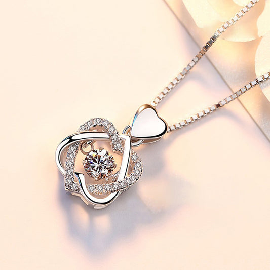 Rose Gold Heart Pendant Necklace – 925 Silver Plated for Women