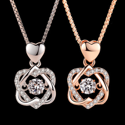 Rose Gold Heart Pendant Necklace – 925 Silver Plated for Women