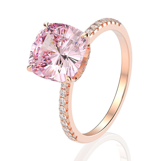 High Carbon Simulated Diamond Fat Square Ring