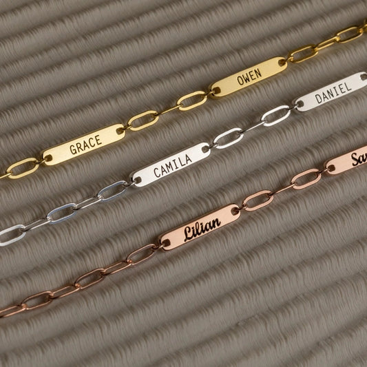 Custom Name Tag Necklace – Engraved Stainless Steel Rectangle Pendant