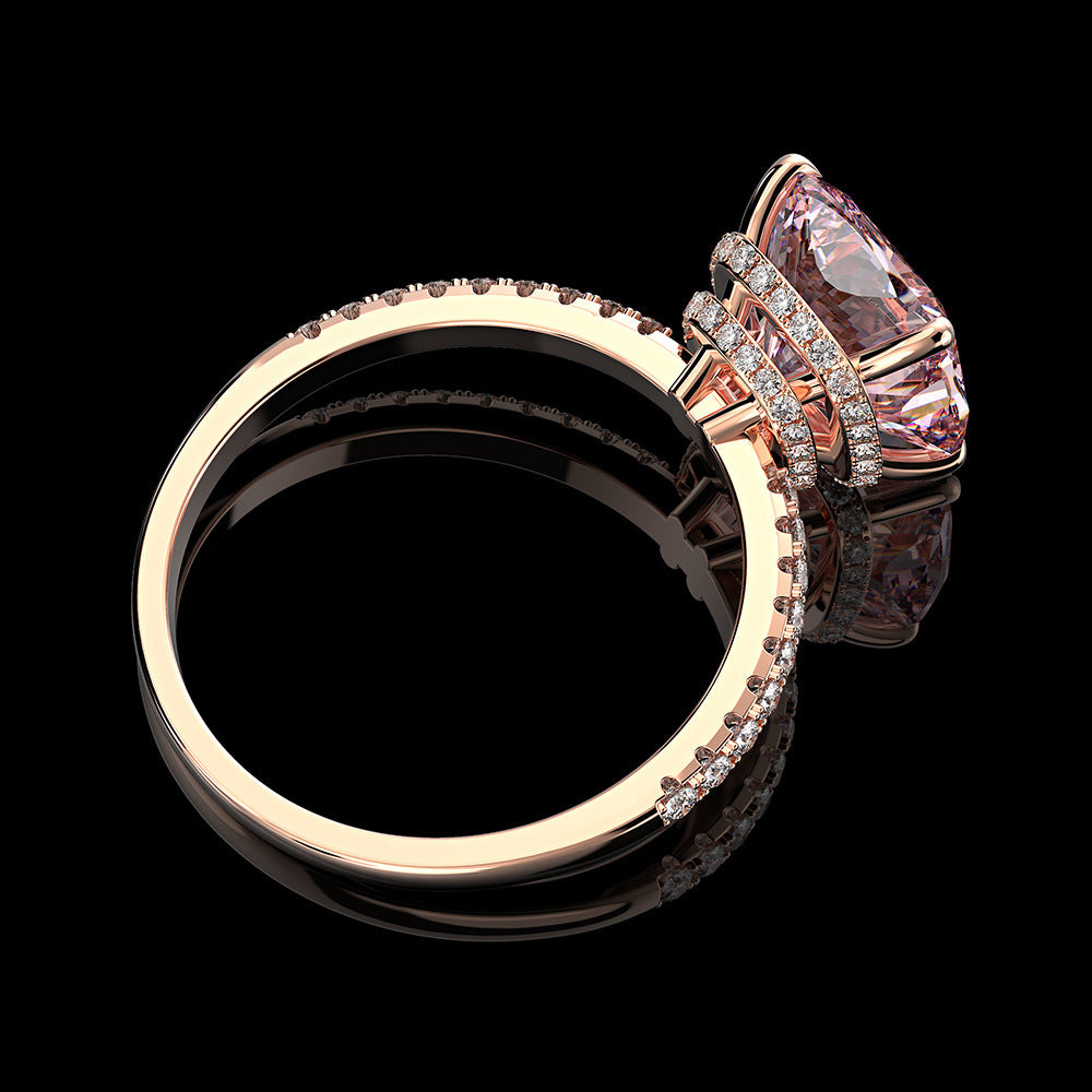 High Carbon Simulated Diamond Fat Square Ring