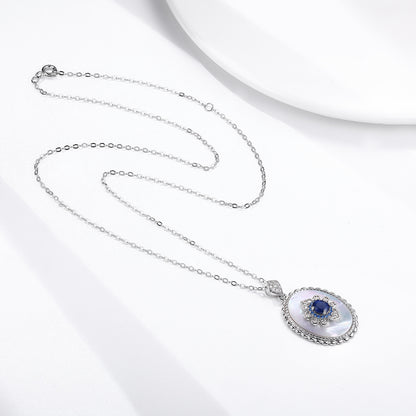 925 Silver Sapphire Diamond Pendant Necklace – Elegant Charm for Women