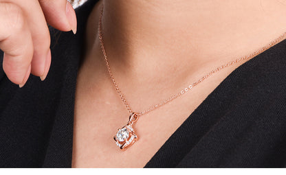925 Silver Moissanite Windmill Pendant Necklace – Elegant Sparkle Chain