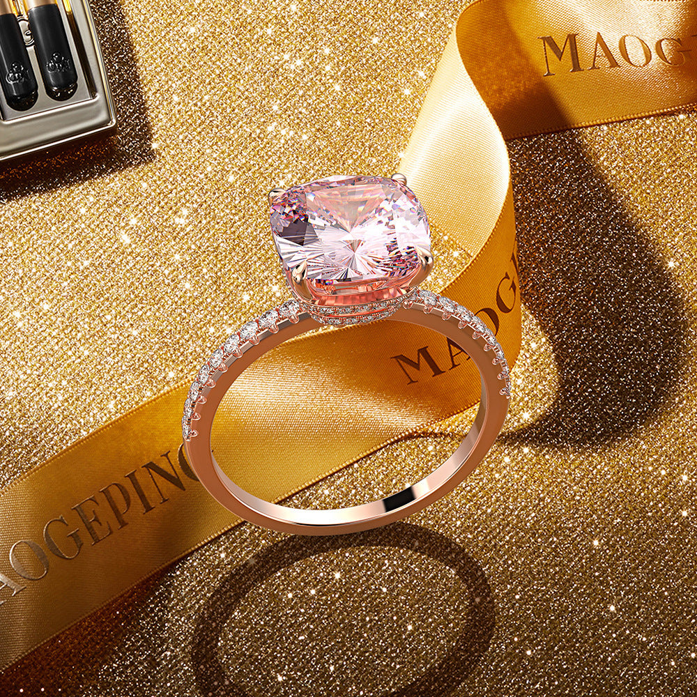 High Carbon Simulated Diamond Fat Square Ring