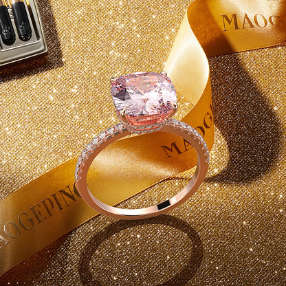 High Carbon Simulated Diamond Fat Square Ring