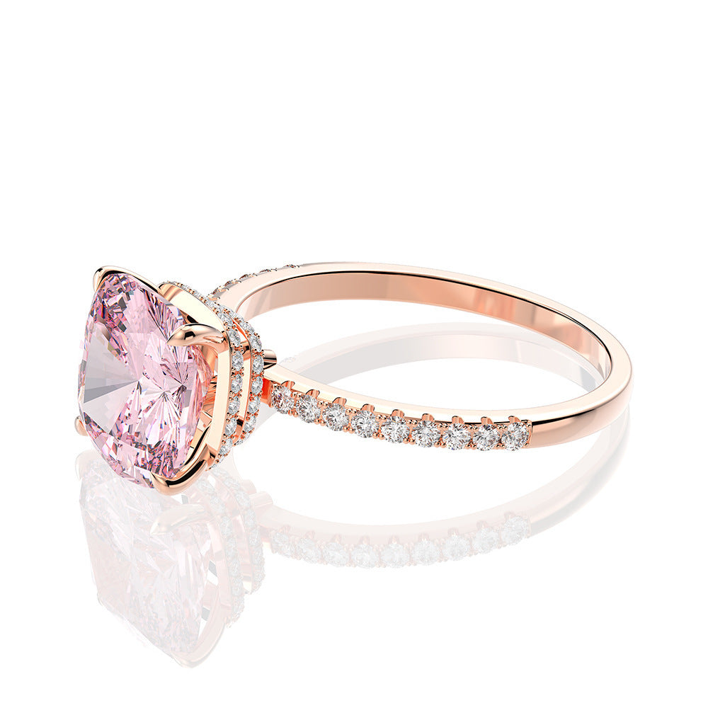 High Carbon Simulated Diamond Fat Square Ring