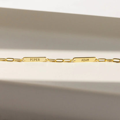 Custom Name Tag Necklace – Engraved Stainless Steel Rectangle Pendant