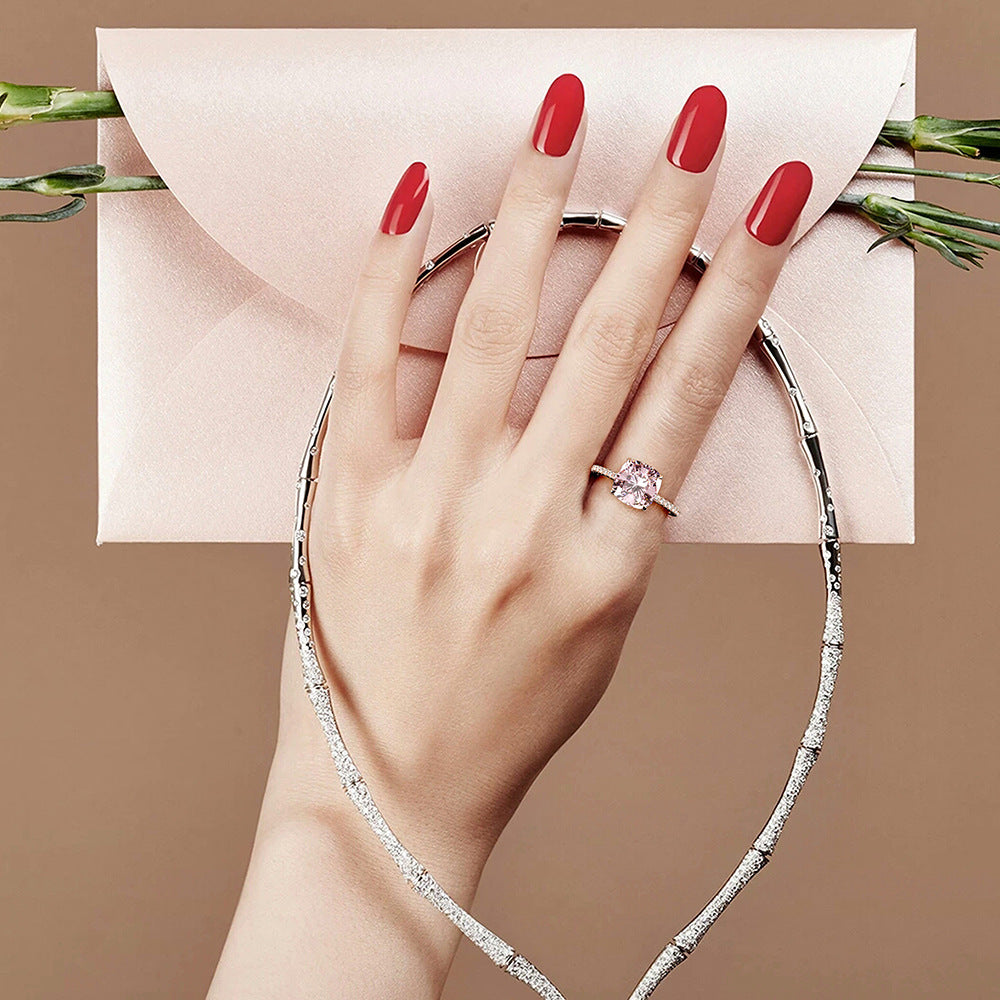 High Carbon Simulated Diamond Fat Square Ring