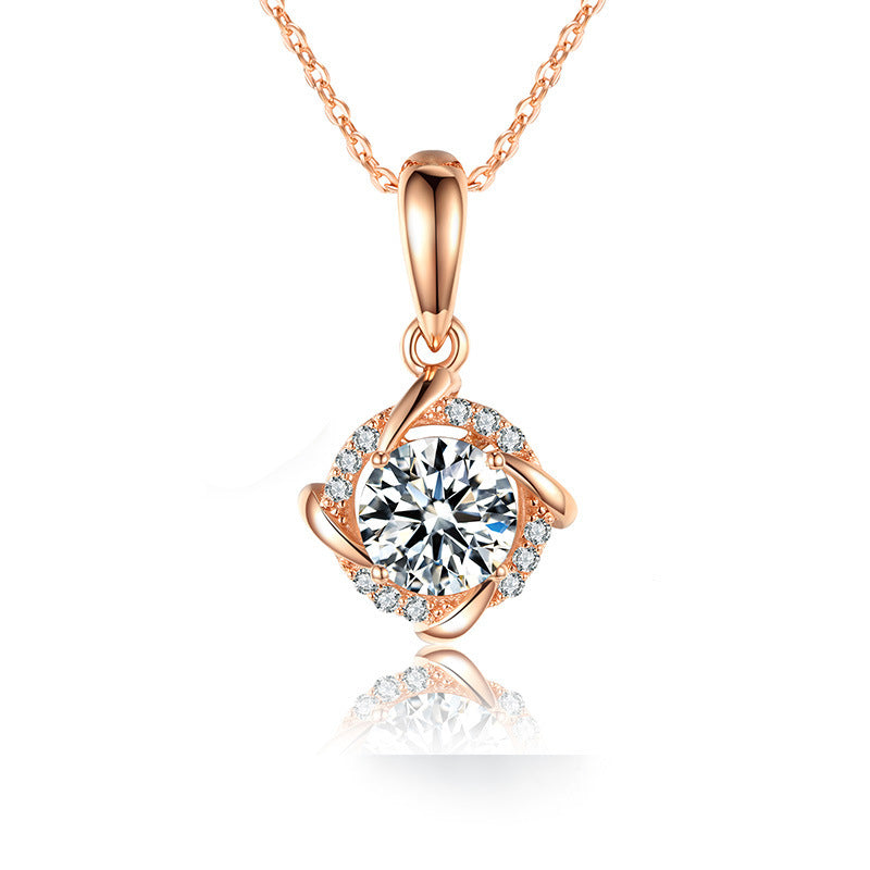 925 Silver Moissanite Windmill Pendant Necklace – Elegant Sparkle Chain