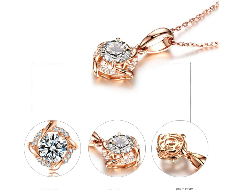 925 Silver Moissanite Windmill Pendant Necklace – Elegant Sparkle Chain