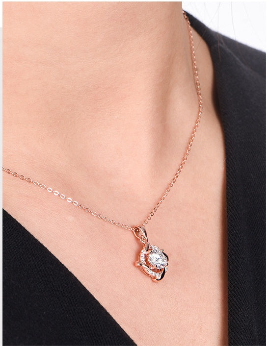 925 Silver Moissanite Windmill Pendant Necklace – Elegant Sparkle Chain